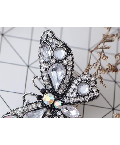 Czech Clear Crystal Rhinestone Butterfly Birthstone Bridal Wedding Gift Adjustable Ring Silvery $10.00 Rings