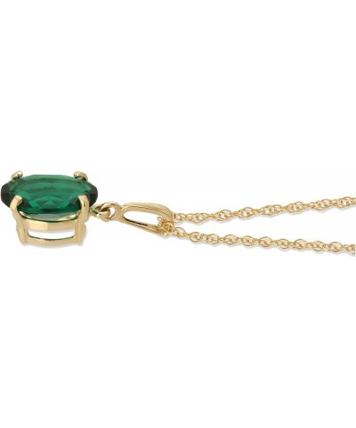 14K Solid Yellow Gold Necklace With Oval Shape 1.90 ctw High Polished Genuine Emerald - Grade AAA LAB GROWN GENUINE REAL EMER...