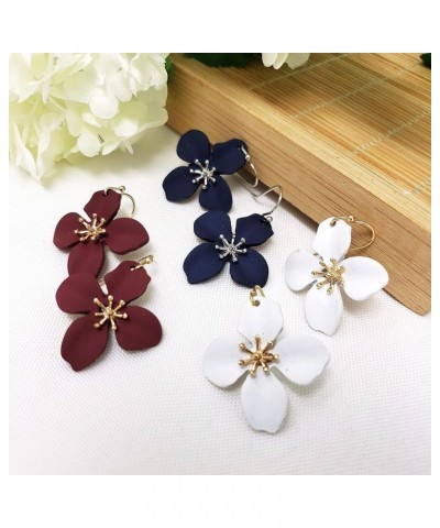 Floral Flower Bib Necklace Fashion Statement Floral Collar Short Necklace for Women, Flower Earrings Flower Earring-Navy $12....