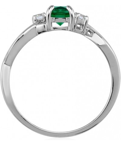 7x5mm Oval Shape White Gold Plated 925 Sterling Silver Engagement Ring Created Nano Green Emerald 9 $11.83 Rings