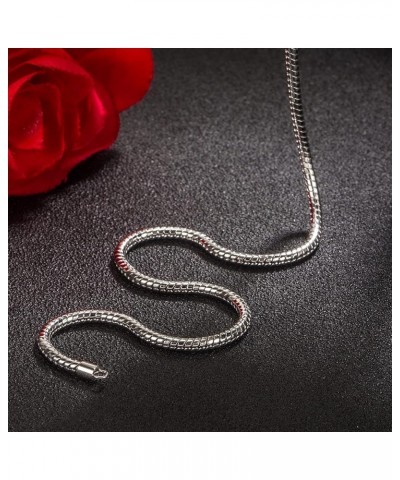 Classic Unisex 925 Sterling Silver Necklace 3-4MM Round Snake Chain Necklace for Men Women - Party Fine Jewelry - Original Si...