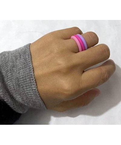 Womens 3mm Wide Dome Top Silicone Wedding Ring 10pcs Pack Pink Gold Stackable Rubber Bands - US Size 4-8 $5.39 Rings