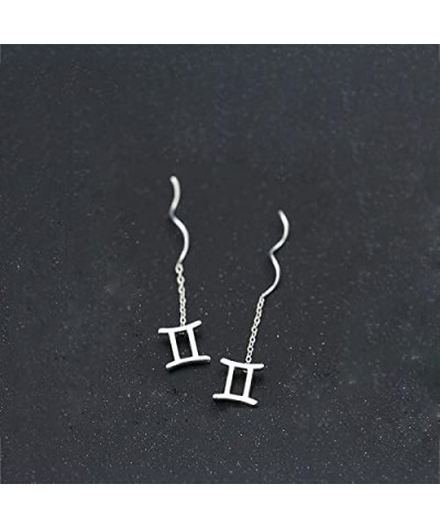 Libra Leo Scorpio Constellation Symbol Dangling Ear Wire Short Threader Earrings Silver Zodiac Horoscope Sign Chain Link Drop...