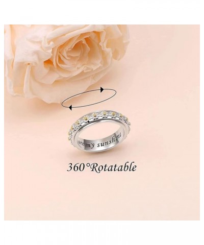 Flower Adjustable 360° Rotating R-ings for Women Girls Double Color Diamond Zircon R-ings Fashion Party Valentine's Day Birth...