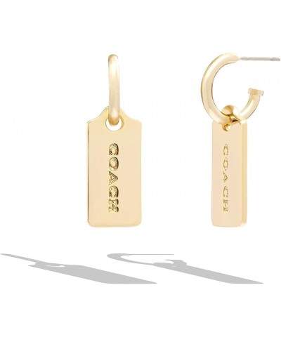 Coach Women's Iconic Signature Tag Huggie Earrings, GOLD $22.22 Earrings