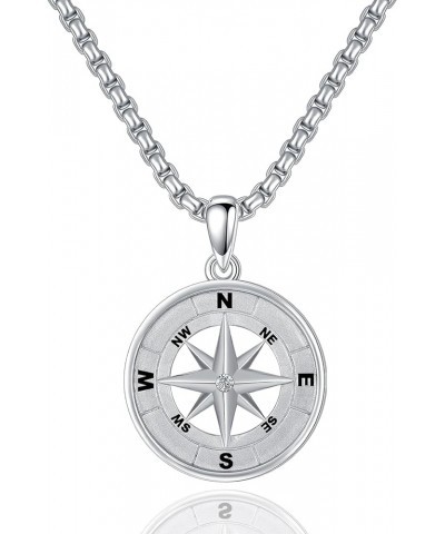 Sterling Silver Compass Necklace Jewelry Gifts for Men Women Style 03 $19.68 Necklaces