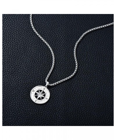 Sterling Silver Compass Necklace Jewelry Gifts for Men Women Style 03 $19.68 Necklaces