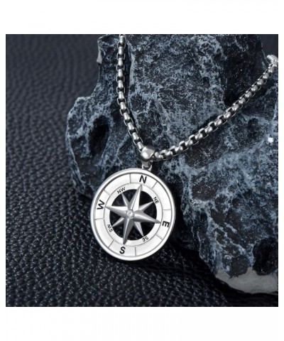 Sterling Silver Compass Necklace Jewelry Gifts for Men Women Style 03 $19.68 Necklaces