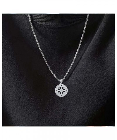 Sterling Silver Compass Necklace Jewelry Gifts for Men Women Style 03 $19.68 Necklaces