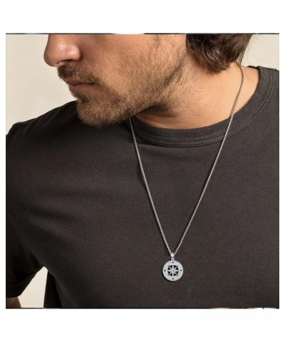 Sterling Silver Compass Necklace Jewelry Gifts for Men Women Style 03 $19.68 Necklaces