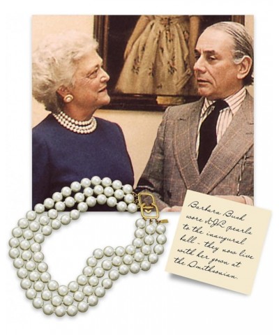 KENNETH JAY LANE, BARBARA BUSH" NECKLACE" 3 ROW 12mm PEARL NECKLACE. CHOOSE:16, 17, 18, 19, 20 GOLD OR SILVER CLASP SILVER PA...