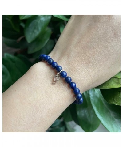 natural crystal semi-precious stone bracelet elastic 16.5 17.78cmwith925 sterling silver angel charms Women Girl Gift lapis l...