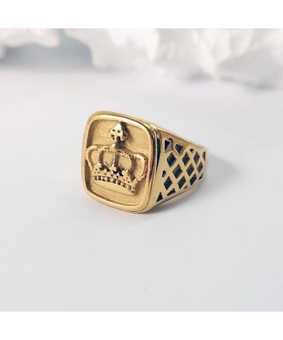 Men's Women's Stainless Steel Vintage Imperial King Crown Ring Silver/Gold Full Gold $7.13 Rings