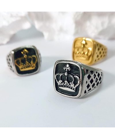 Men's Women's Stainless Steel Vintage Imperial King Crown Ring Silver/Gold Full Gold $7.13 Rings