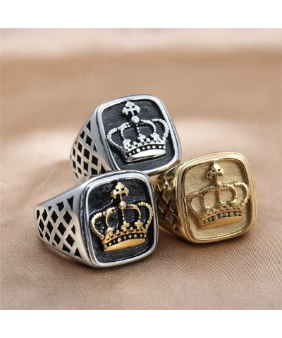 Men's Women's Stainless Steel Vintage Imperial King Crown Ring Silver/Gold Full Gold $7.13 Rings