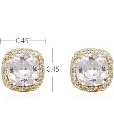 Square Princess Cut Stud Earrings Micro Paved AAA CZ Jewelry Wedding Bridal For Women Gold $11.38 Earrings