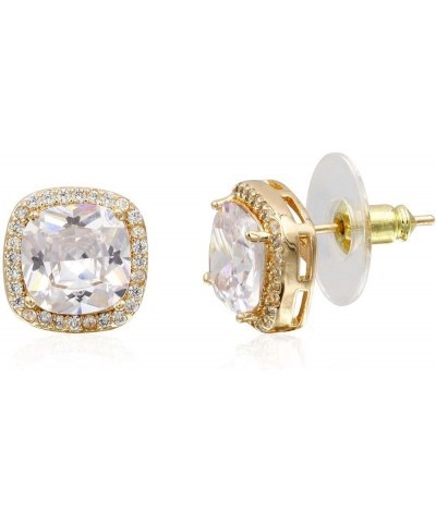 Square Princess Cut Stud Earrings Micro Paved AAA CZ Jewelry Wedding Bridal For Women Gold $11.38 Earrings