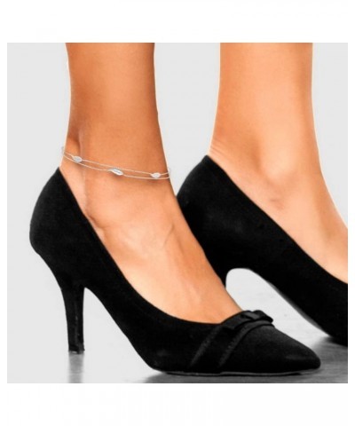 925 Sterling Silver 2-Strand Feather Anklet 9" for Women $22.03 Anklets