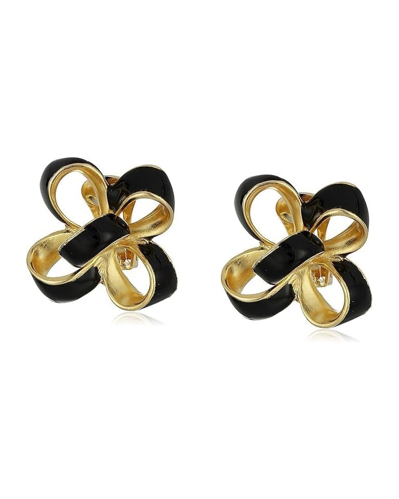 Black Enamel Bow Clip-On Earrings Large $50.70 Earrings