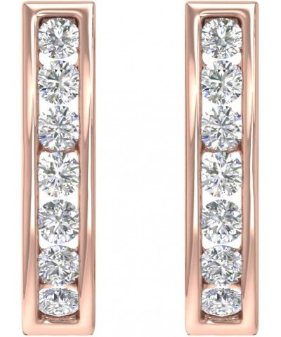 1 Carat Channel Set Diamond Women's Hoop Earrings in 10K Solid Gold Rose Gold $224.25 Earrings