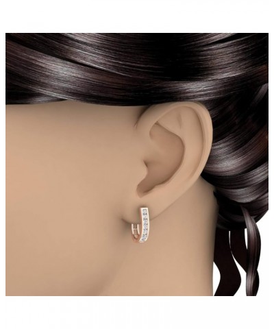 1 Carat Channel Set Diamond Women's Hoop Earrings in 10K Solid Gold Rose Gold $224.25 Earrings