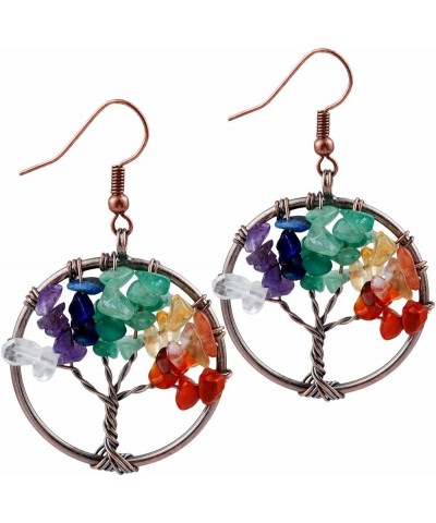 Tree of Life Dangle Earrings for Women, Copper Color Handmade Chakra Gemstone Jewelry Best Gifts Chakra Stone $11.19 Earrings