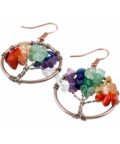 Tree of Life Dangle Earrings for Women, Copper Color Handmade Chakra Gemstone Jewelry Best Gifts Chakra Stone $11.19 Earrings