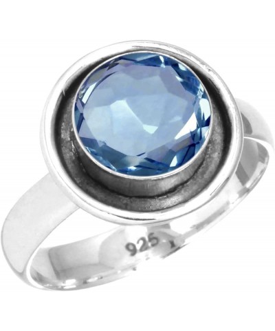 925 Sterling Silver Statement Ring for Women 8 MM Round Gemstone Handmade Jewelry for Gift (99089_R) Iolite Quartz $18.42 Rings