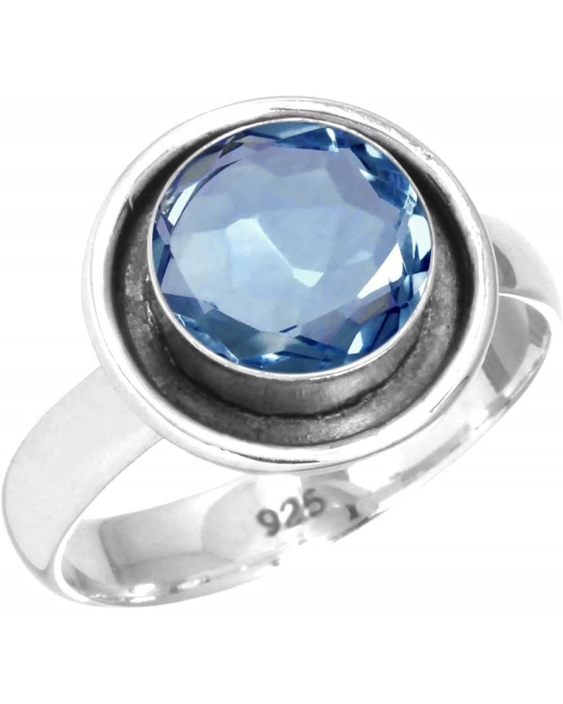 925 Sterling Silver Statement Ring for Women 8 MM Round Gemstone Handmade Jewelry for Gift (99089_R) Iolite Quartz $18.42 Rings