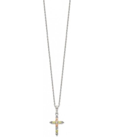 Passion Cross Pendant Necklace, Sterling Silver, 12k Green and Rose Gold Black Hills Gold Motif, 18 $39.85 Necklaces