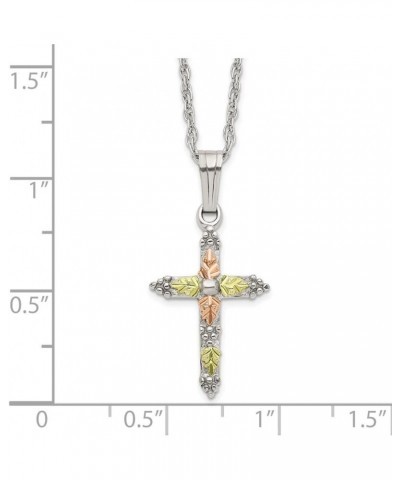 Passion Cross Pendant Necklace, Sterling Silver, 12k Green and Rose Gold Black Hills Gold Motif, 18 $39.85 Necklaces