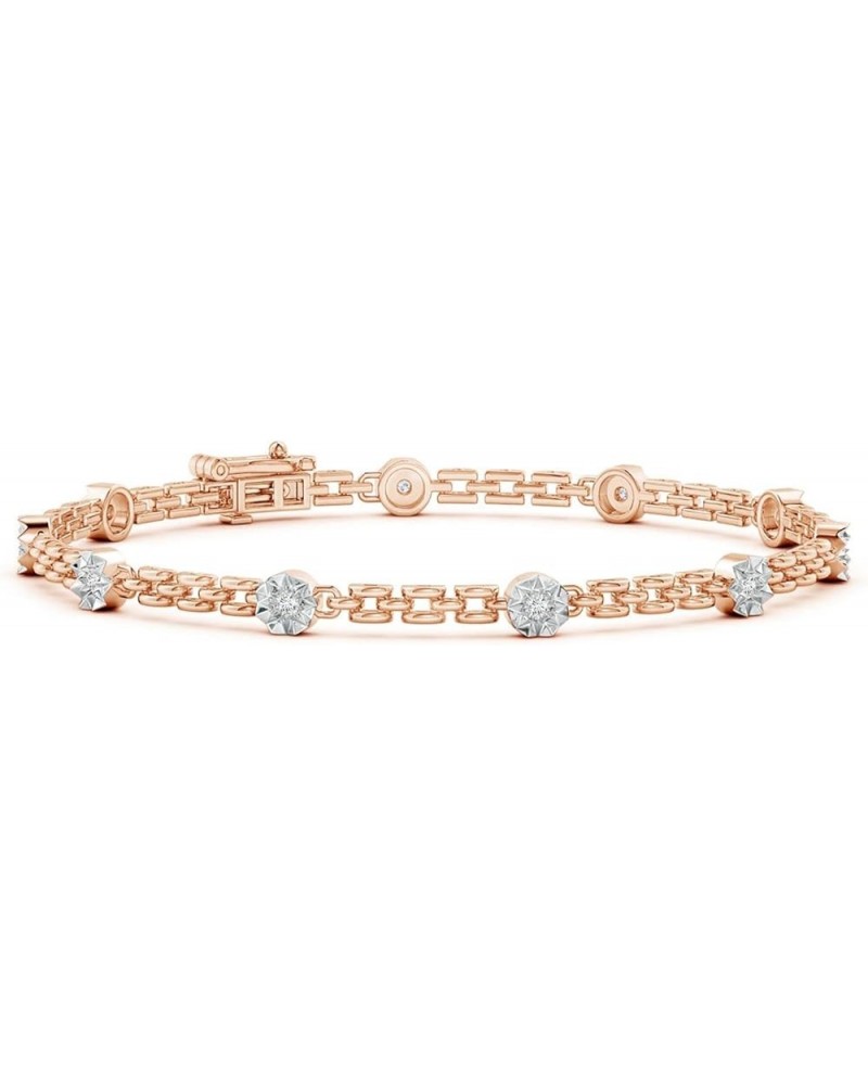 Natural Ten Diamond Floral Motif Station Bracelet for Women, Girls in 14K Solid Gold | April Birthstone Jewelry Gift for Her ...