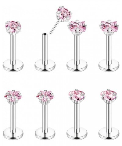 8Pcs 16-20G Stainless Steel Threadless Push in Nose Rings Studs for Women CZ Tragus Earring Set Labret Monroe Medusa Piercing...