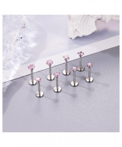 8Pcs 16-20G Stainless Steel Threadless Push in Nose Rings Studs for Women CZ Tragus Earring Set Labret Monroe Medusa Piercing...