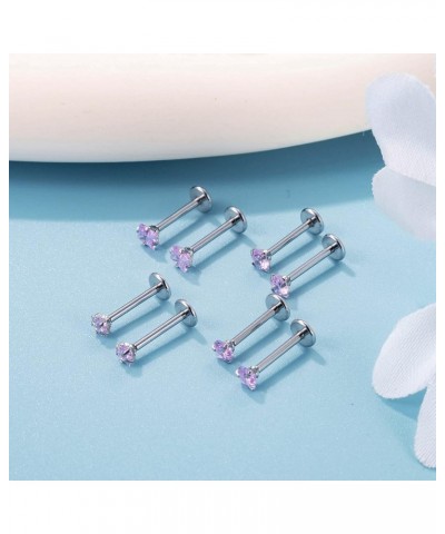 8Pcs 16-20G Stainless Steel Threadless Push in Nose Rings Studs for Women CZ Tragus Earring Set Labret Monroe Medusa Piercing...