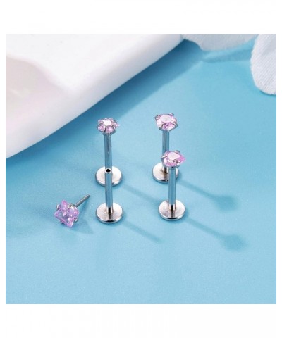 8Pcs 16-20G Stainless Steel Threadless Push in Nose Rings Studs for Women CZ Tragus Earring Set Labret Monroe Medusa Piercing...