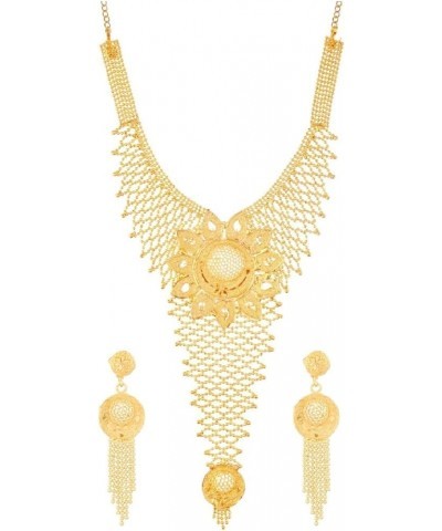 Gold Tone Indian Jewelry Sets for Women Dubai Style Necklace Set Indian Gold Tone Multilayer Ball Chain Necklace Earrings Ind...