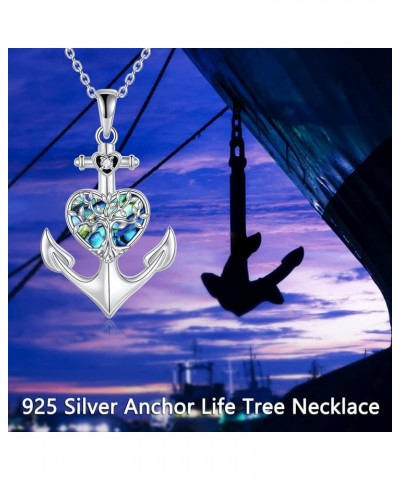 Sterling Silver Tree of Life Anchor Necklace Polished Nautical Rope Fine Jewelry for Men and Women Tree of Life anchor neckla...