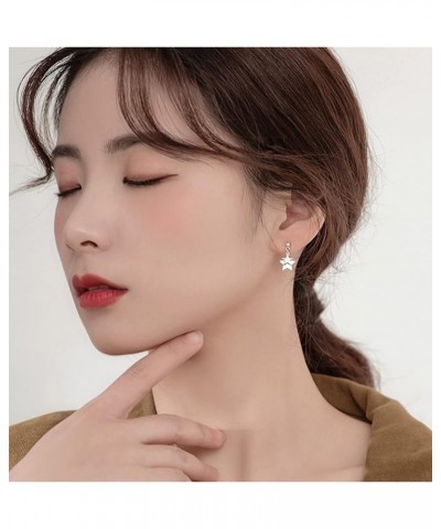 Solid 925 Sterling Silver Double Star Stud Earrings Drops for Women Girls Tiny Star Drop Earrings Studs A-Silver $9.00 Earrings