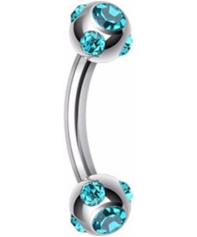 Aurora Gem Ball WildKlass Curved Barbell Eyebrow Ring 14 GA, 8mm, 4mm ball size, Teal $8.31 Body Jewelry