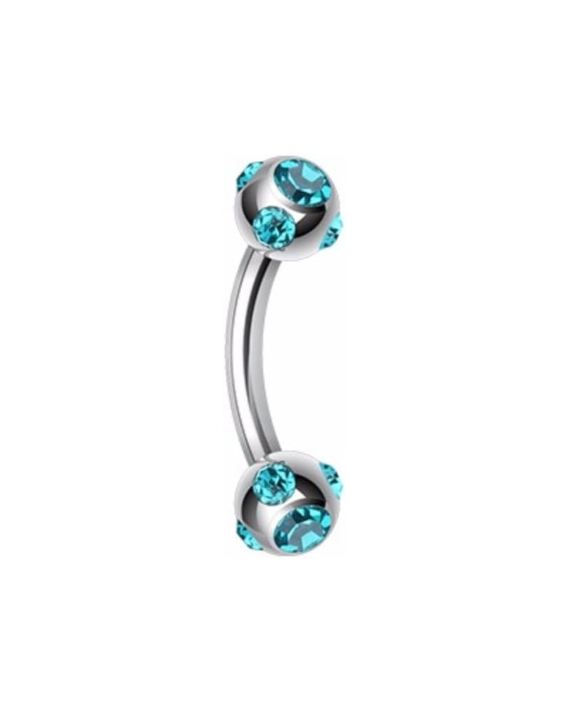 Aurora Gem Ball WildKlass Curved Barbell Eyebrow Ring 14 GA, 8mm, 4mm ball size, Teal $8.31 Body Jewelry