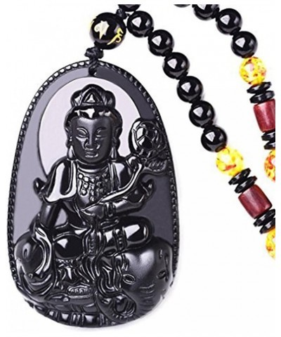 Buddha Pendant Necklace Bodhisattva Amulet Talisman Made of Obsidian Gemstone Samantabhadra Buddha $9.53 Necklaces