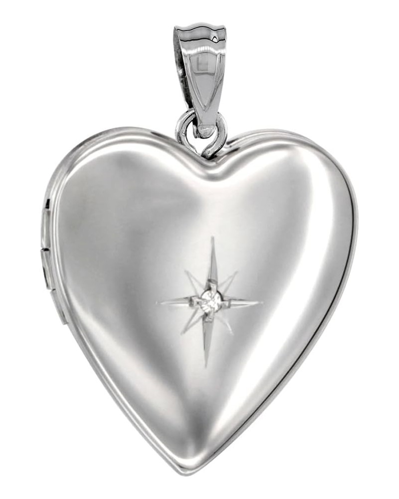 3/4 inch Sterling Silver Diamond Heart Locket Necklace for Women 16-20 inch With NO Chain $31.38 Necklaces