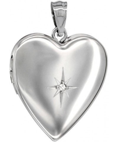 3/4 inch Sterling Silver Diamond Heart Locket Necklace for Women 16-20 inch With NO Chain $31.38 Necklaces