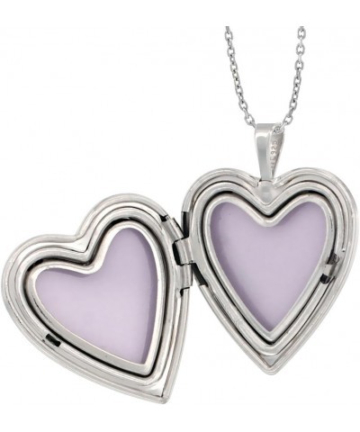 3/4 inch Sterling Silver Diamond Heart Locket Necklace for Women 16-20 inch With NO Chain $31.38 Necklaces