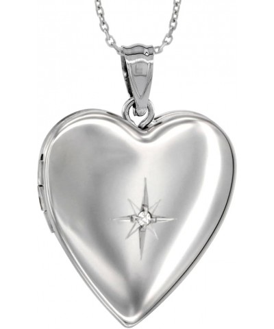 3/4 inch Sterling Silver Diamond Heart Locket Necklace for Women 16-20 inch With NO Chain $31.38 Necklaces