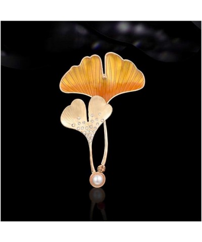 Women Brooch Pin Ginkgo Leaves Imitation Crystal Colourful Women Brooch Pin High-end Brooch Sweater Jacket with Accessories E...