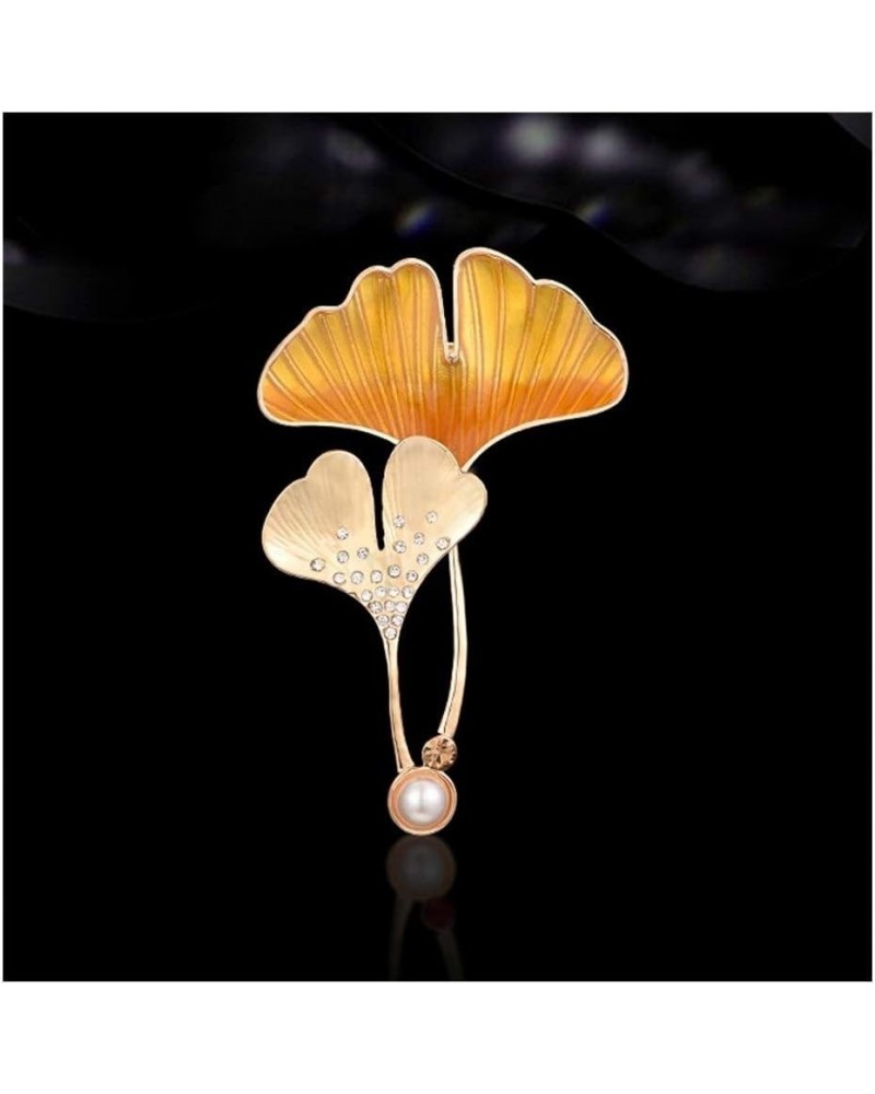 Women Brooch Pin Ginkgo Leaves Imitation Crystal Colourful Women Brooch Pin High-end Brooch Sweater Jacket with Accessories E...