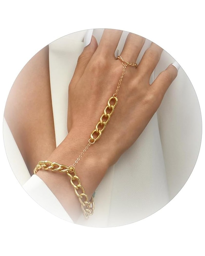 Gold Hand Chain Bracelet Finger Ring Bracelet Gold Beaded Slave Ring Adjustable Wrist Length Bracelet Jewelry for Women Girls...