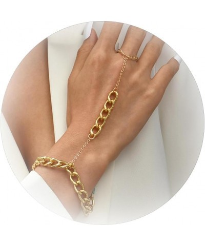 Gold Hand Chain Bracelet Finger Ring Bracelet Gold Beaded Slave Ring Adjustable Wrist Length Bracelet Jewelry for Women Girls...